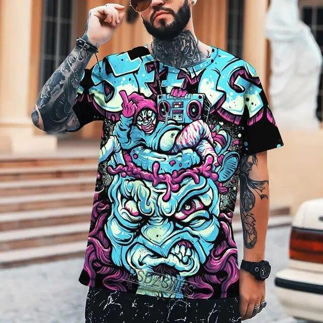 Letní pánské tričko Umění různých rozměrů 3D tisk Pánské topy Humorné Abstraktní Vtipné Šití Vysoká kvalita