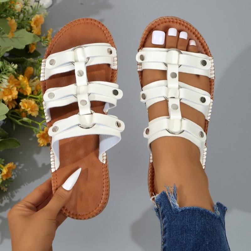 

Fashion 2025 Sandals Slippers Afircan Vintage leather studded thick soled Roman sandals worn over beach shoes 36 белый
