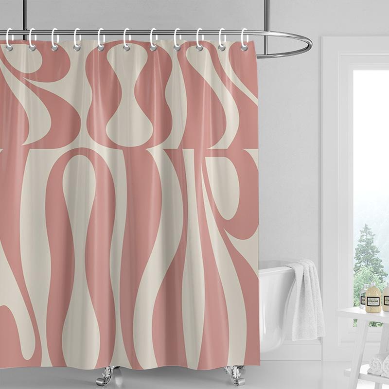

Ins style bathroom soft cloth shower curtain abstract geometric pattern design waterproof bathroom door curtain decoration 90x180cm