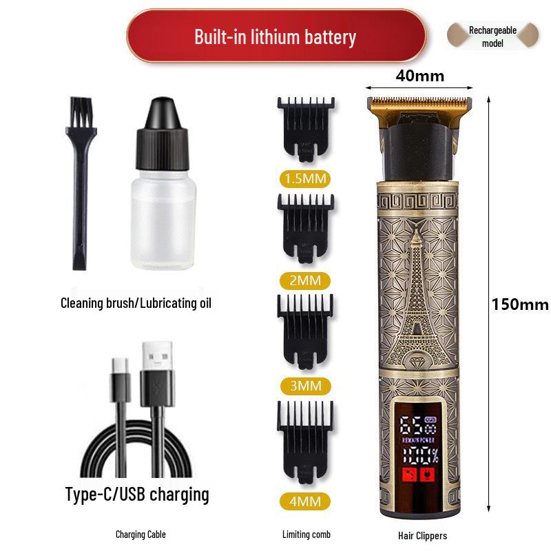 Profesyonel Elektrikli Saç Kesme Makinesi ve Gravür Jileti - Berber Makası Dahil