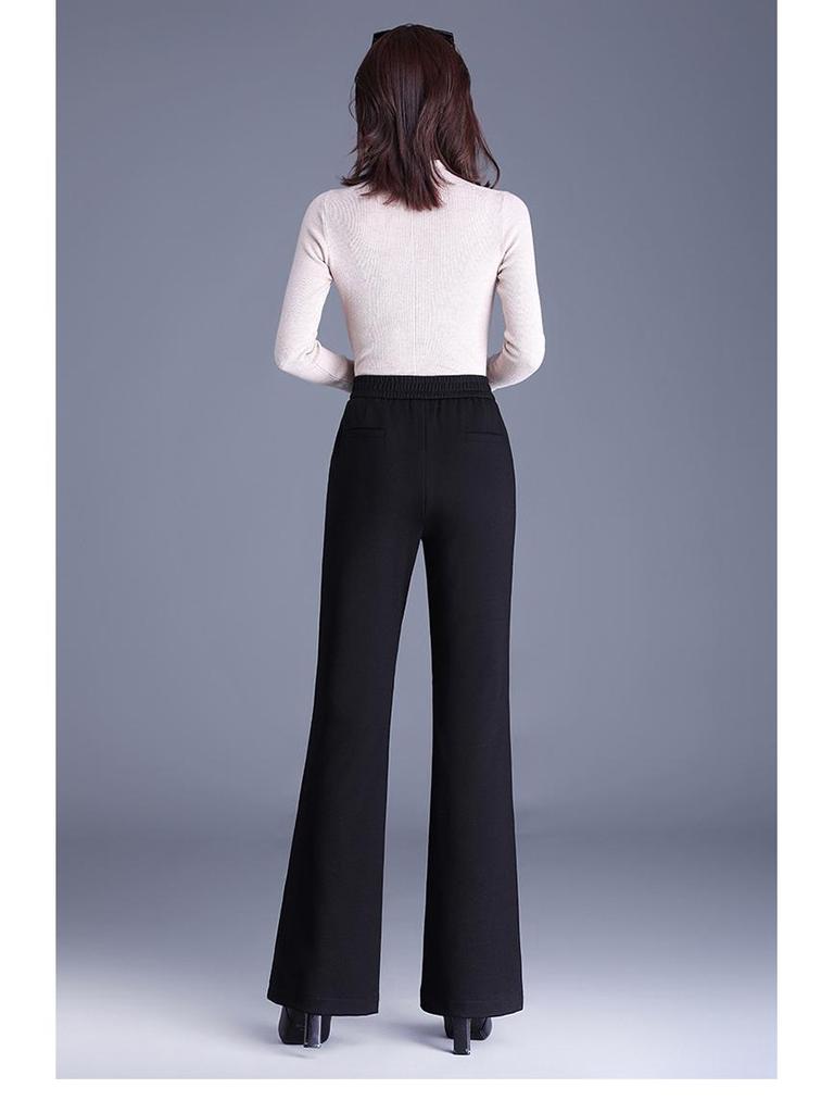 2025 Winter High-End Damen Koreanischer Stil High-Waist Seiden-Baumwoll-Schlankmachende Micro-Flare-Hose