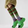 Women's Spring and Autumn Fashion Retro Collision Color Stripe Thin Long Tube Stack Socks