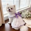 Heart Print Pet Dress with Bow, Breathable Cotton Dog Cat Clothes, Adjustable Pet Outfit with D-ring