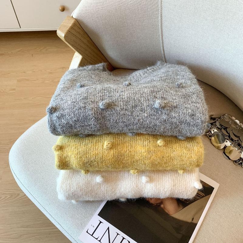 Sanfter Wind Rundhals-Pullover Damen Herbst und Winter verdickt Nische schickes Oberteil