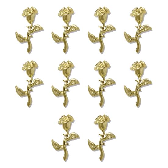 Yousheng 10Pcs Nail Decorations Creative Shape Vibrant Color Rust-proof Stunning Visual Effect Multipurpose Decorative Alloy 3D Rose Flower Nail Art