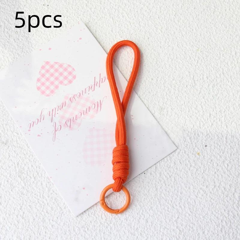 5 pièces/lot Porte-clés tressé coloré Lanière pour téléphone portable Corde à nœud anti-perte Sangle Porte-clés Hommes Femmes Accessoires Porte-clés de voiture
