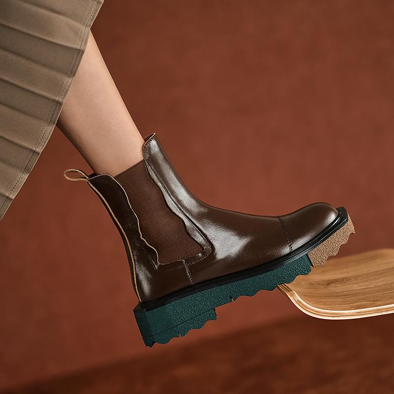 Fashion 2024 Winter Women Shoes Genuine Leather Women Boots Ankle Boots Zapatos De Mujer Platform Flats Chunky Boots Platform Shoes