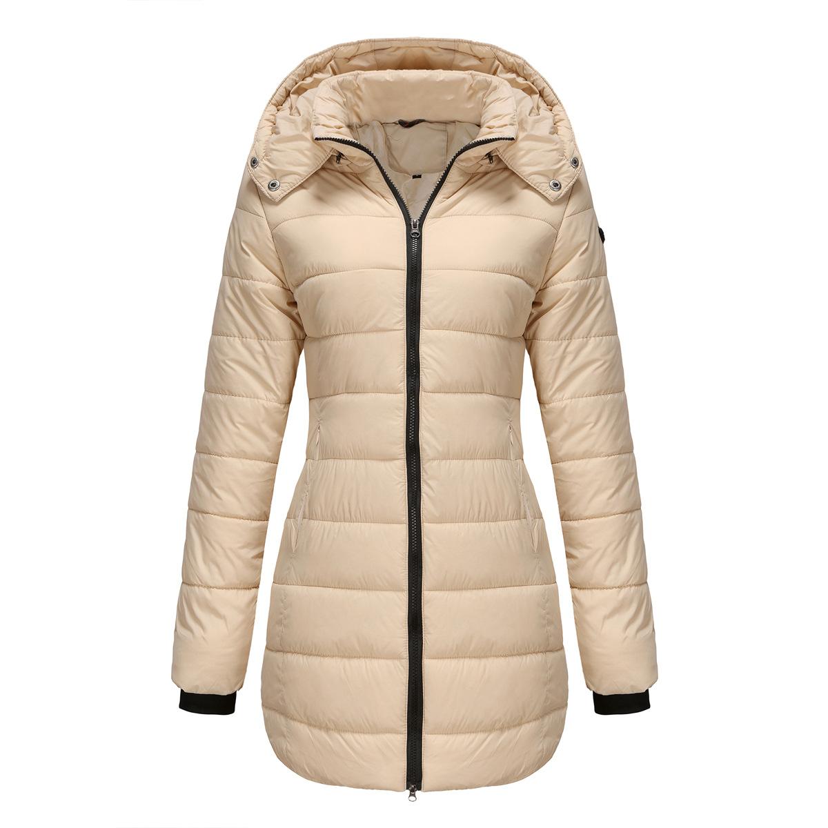 

Hooded Fashion Trend Women s Thickened Warm Mountaineering Windproof Waterproof Fluffy Lightweight Comfortable Long-sleeved Cotton Down Jacket 5XL абрикосовий
