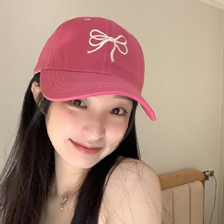 Sweet Bowknot Baseball Hat Adjusting Peaked Hat Lady Spring Sun Hat Outdoor Hat