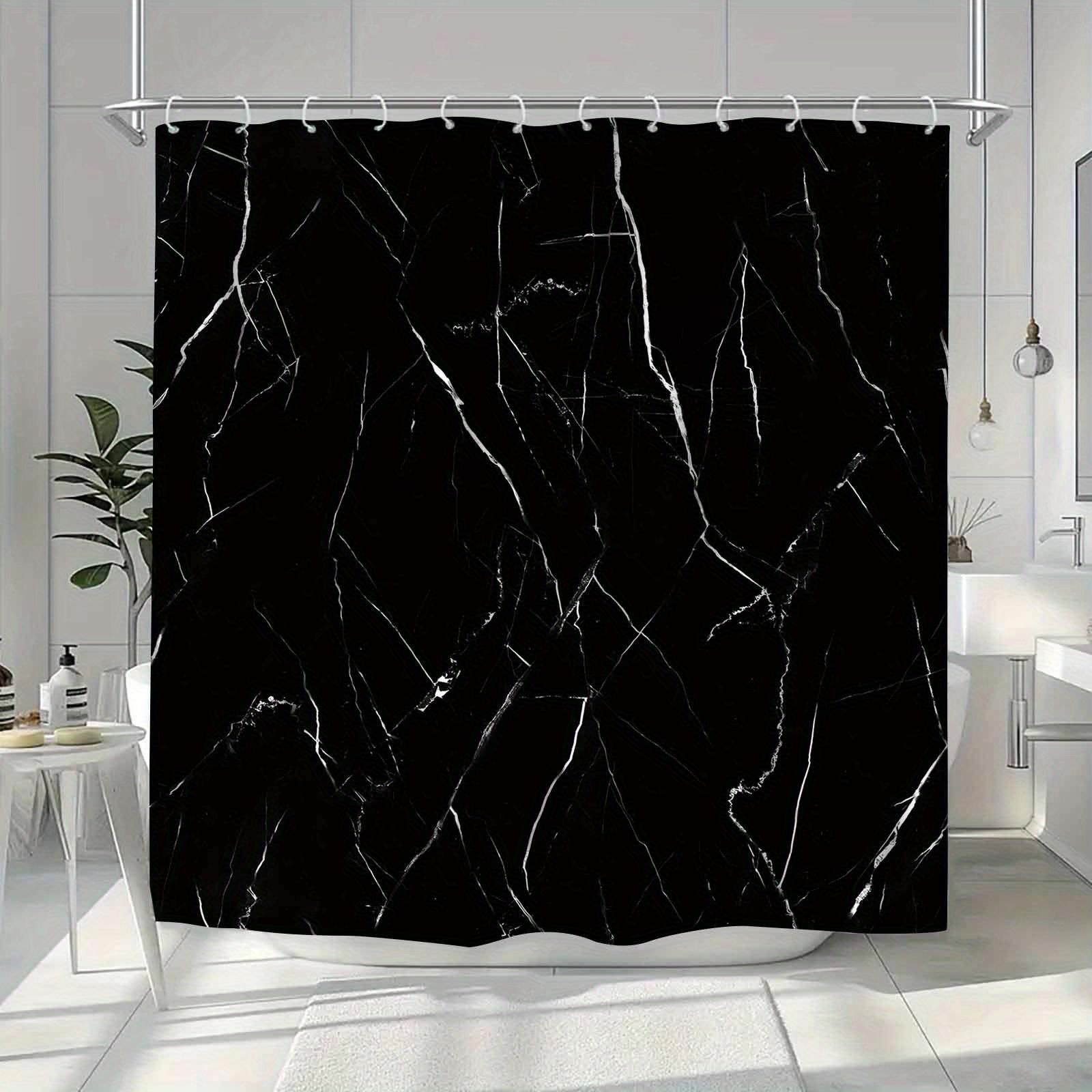 

Waterproof Black Marble Print Shower Curtain Anti Mold Bath Liner Contemporary Bathroom Accessories Elegant Interior Design W60H190(CM)-1 Pcs