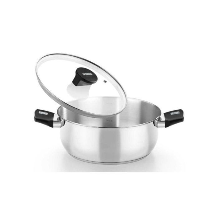 Cacerola Monix Elite M240326 26cm Acero Inoxidable 18/10 Full Induction Asas Baquelita Tapa Vidrio