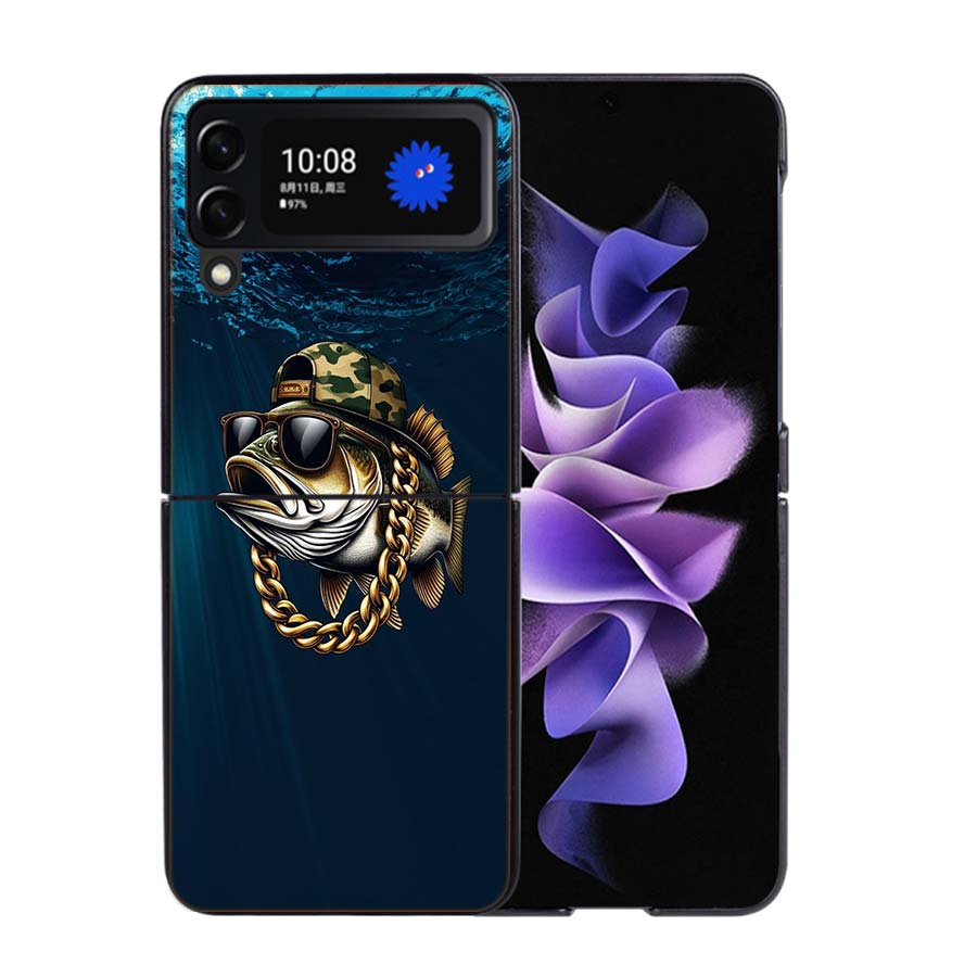 Enjoy a Day of Fishing Pleasure Phone Case For Samsung Z Flip 7 6 5G Galaxy Z Flip4 Z Flip5 Z Flip3 Coque Black Hard PC Shell Pr
