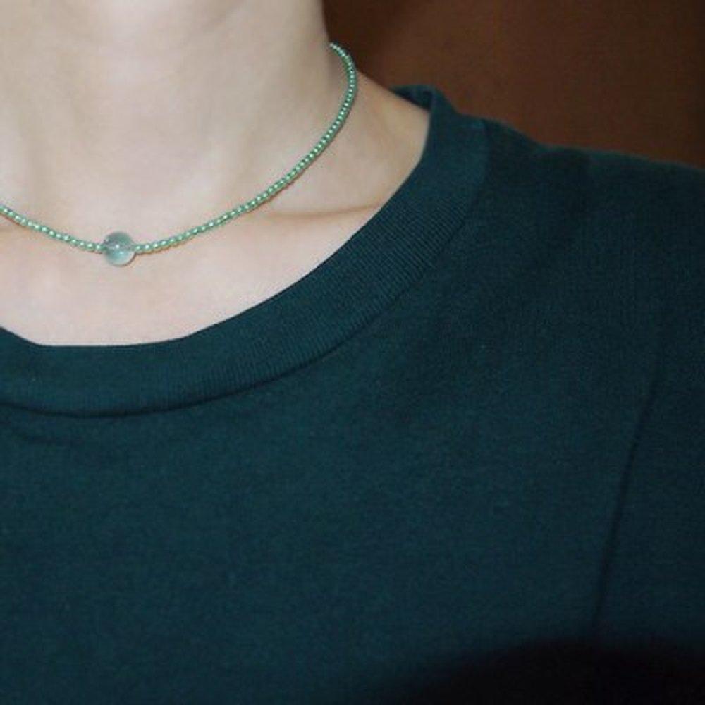 Fluorite_Pearl_N Fluorite raw pearl necklace