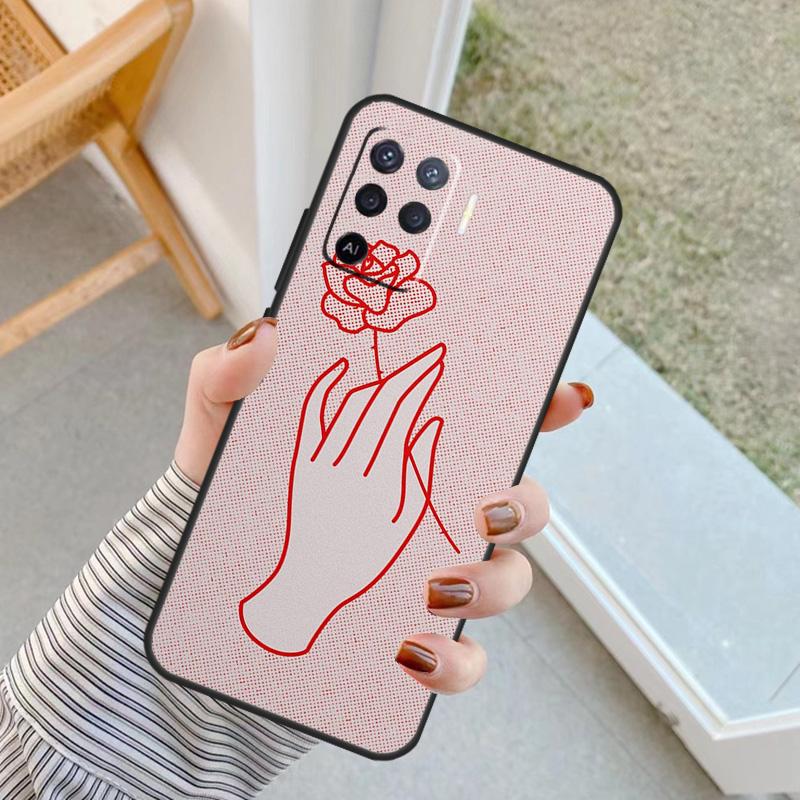 Hand hält Mond Finger Herz Hülle Für Oppo A76 A16 A96 A17 A18 A60 A80 A40 A38 A58 A78 A98 A94 A74 A54 A15 A57 A77 A5 Pro