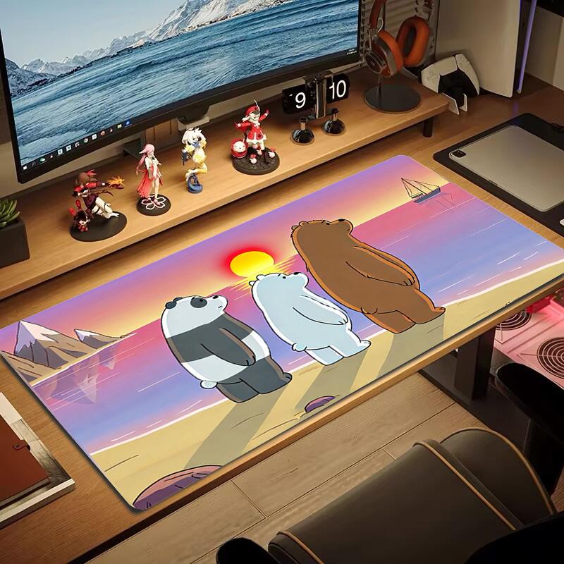 We Bare Bears Cartoon Color Mouse Pad Large Gaming Table Cushion Non-slip Laptop Tablet Big Mousepad XXL Mat Mini PC Playmat With Lock Edge