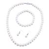 3pcs/set Faux Zircon Beaded Necklace & Bracelet & Earrings Set Elegant Round Bead Chain Zircon