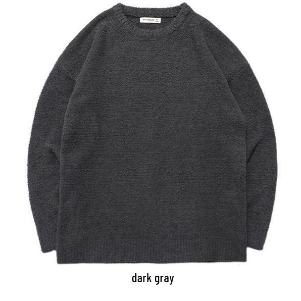 

Розовый бархатный пуловер: Освежите свой образ элегантным мужским и женским свободным повседневным трикотажем с бархатистой текстурой для осени S (30-40 kg) темно-серого