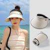 Women Summer Wide Brim Sun Hat Outdoor Ponytail Empty Top UV Protection Cap Female Lady Tour Beach Foldable Sunscreen Hats