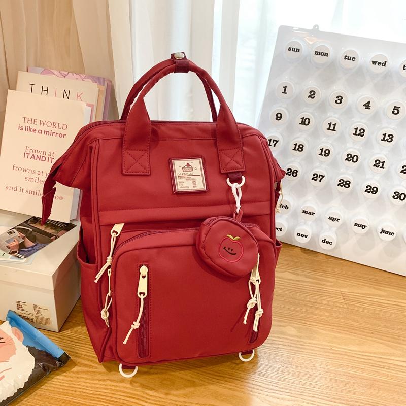 Solid Color Student School Bag Girls Backpack Student Travel Backpack