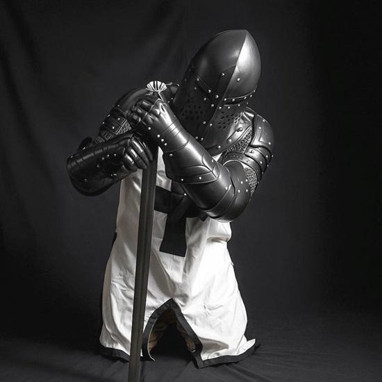 Armadura de Caballero Templario Negro para Hombre, Disfraz de Cruzado Medieval Auténtico para LARP, Cosplay, Coleccionistas
