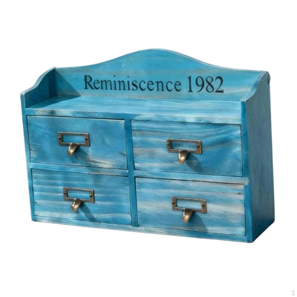 Desk Drawer Case Multifunctional Wooden Organizer Storage Cabinet Box for Makeup Supplies Rustic