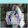 Vielseitiger Geometrischer Gitter-Pailletten-Rucksack für Einkaufen, Reisen und Schule