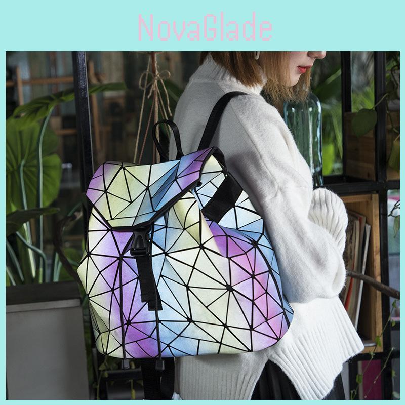 Versatile Geometric Lattice Sequins Backpack For Shopping Travel And School