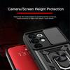 KEYSION Shockproof Armor Case for Realme C85 5G Slide Camera Lens Protection Ring Stand Phone Back Cover for OPPO Realme C85 Pro