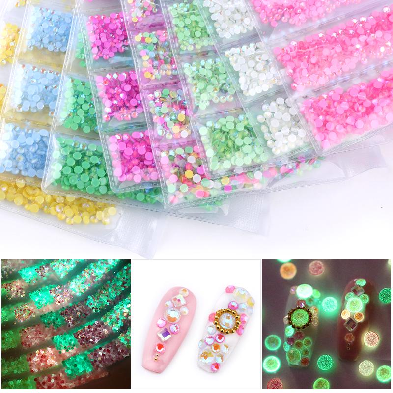 

Флуоресцентные стразы Nibiru Du 3D, разноцветные флуоресцентные стразы с плоской задней поверхностью для дизайна ногтей, новые украшения