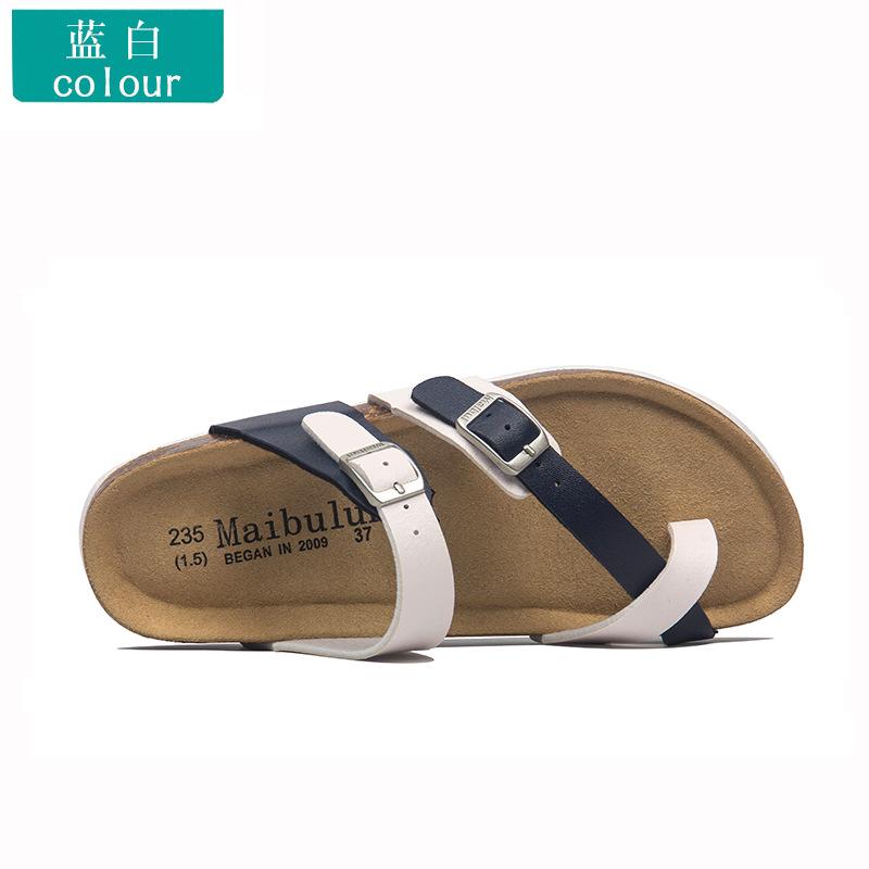 Fashion Low-top cork beach flip-flops beaded couple beach flip-flops soft heel flat slippers women summer unisex slippers