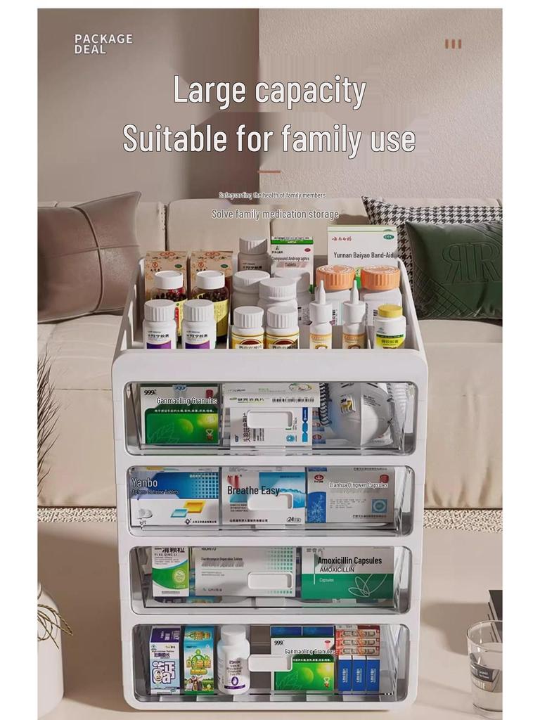 Large Capacity Family Medicine Storage Organizer Drawer Type Cabinet