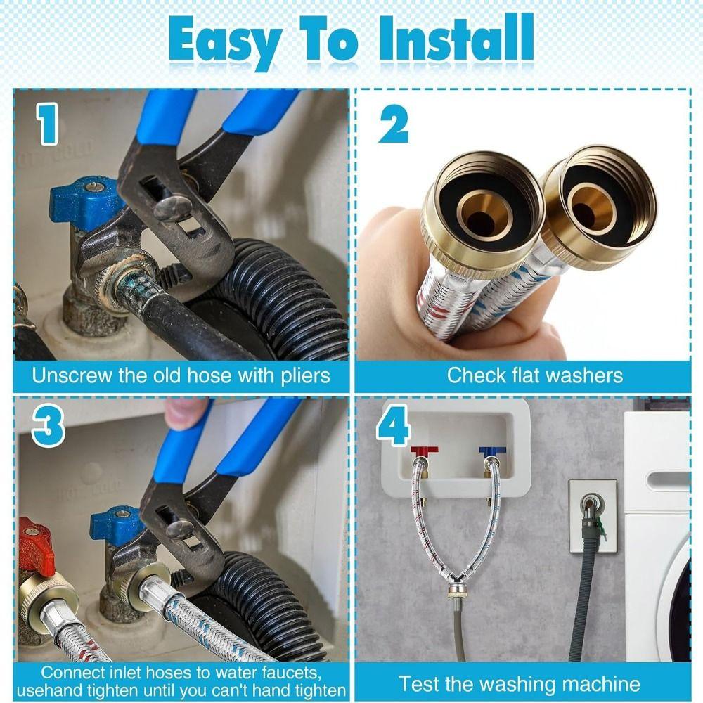 Leak-proof Washing Machine Hoses Stainless Steel Hose Splitter Hose Y Connector  Outdoor Faucets