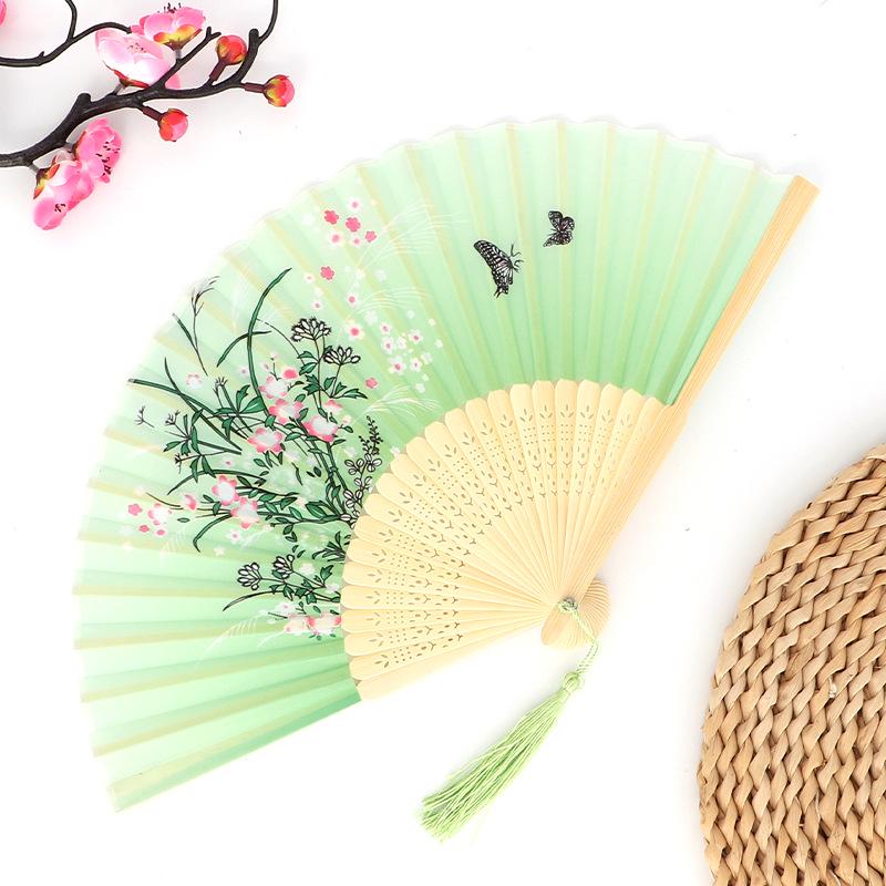 Hanfu skládací vějíř pro ženy inspirovaný japonským a čínským stylem – Scénický tanec bambusový styl