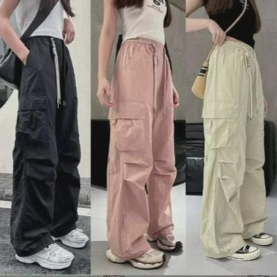Sommer-Cargohose für Mädchen, dünne, locker sitzende, weit geschnittene lange Hose, für Schüler, Teenager, lässige dünne Hose