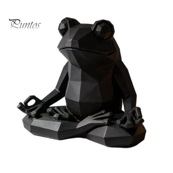 Buddhist Style Frog Statue Yoga Sculpture, 3D Printed Meditating Figurine, Faceted Sculpture Sit in Meditation for Desk Shelf Room Zen Decoration