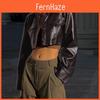 Giacca da Moto Streetwear da Donna con Tessuto Acrilico Spliced e Collo a Polo per l'Autunno