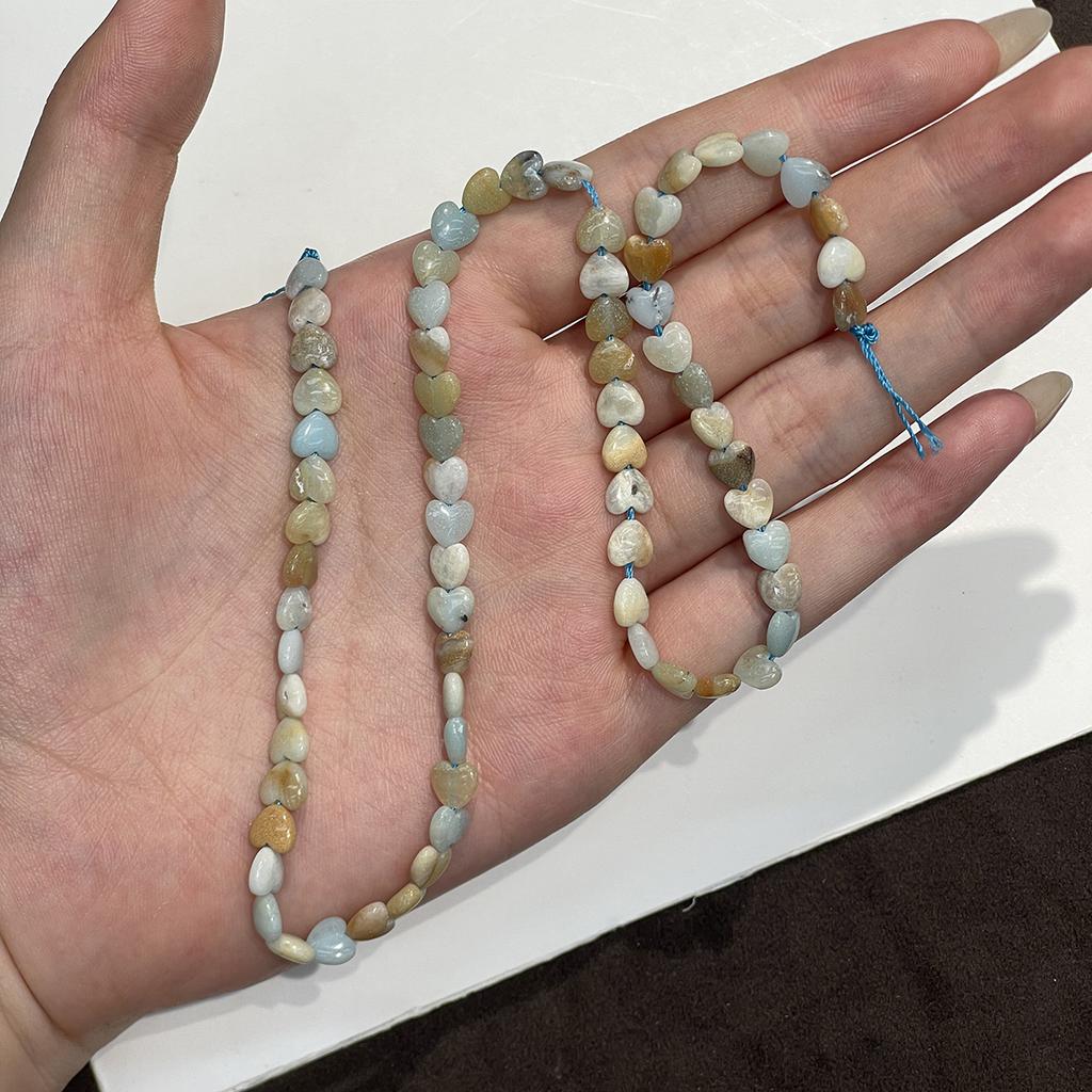 1 Strand Natural Stone Heart Beads 6.5×6.5mm, 38cm Loose Heart Beads For DIY Bracelet Necklace Jewelry Making