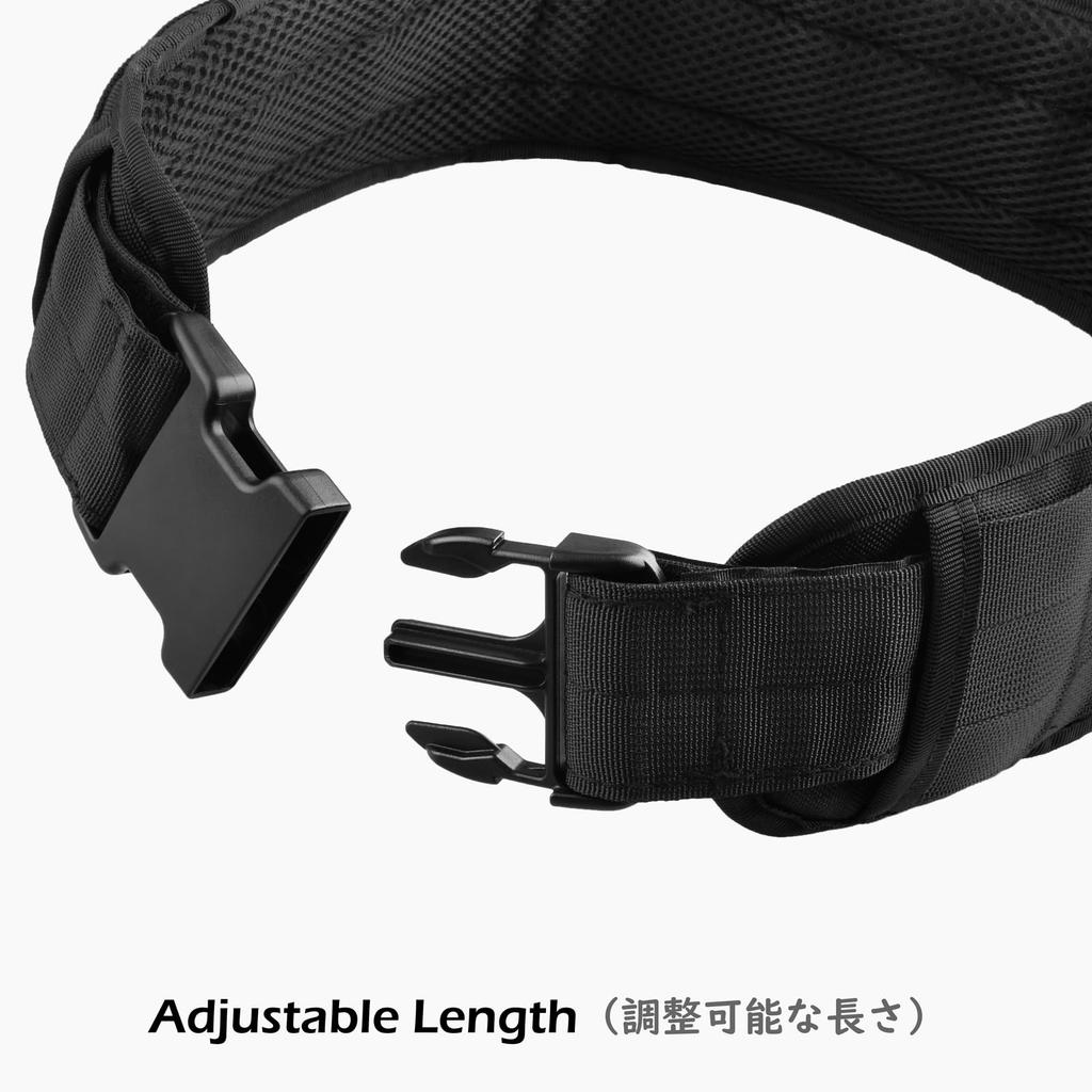 TRIWONDER Tactical Airsoft Belt with Molle for and DIY Belt, Belt, One-Touch System, Airsoft, Military, Work, Outdoors, (01 Black)