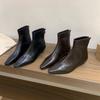 Thick Heel Pointed Tip Thin Brown Short Boots Women's Boots 2025 New Temperament with Skirt Autumn and Winter French Small Bare Boots