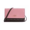 Foldover 18 Flap Sandwich Leather Belt Bag Crossbody Shoulder Bag Small Women Model Brown Presbyopia and Shell Pink