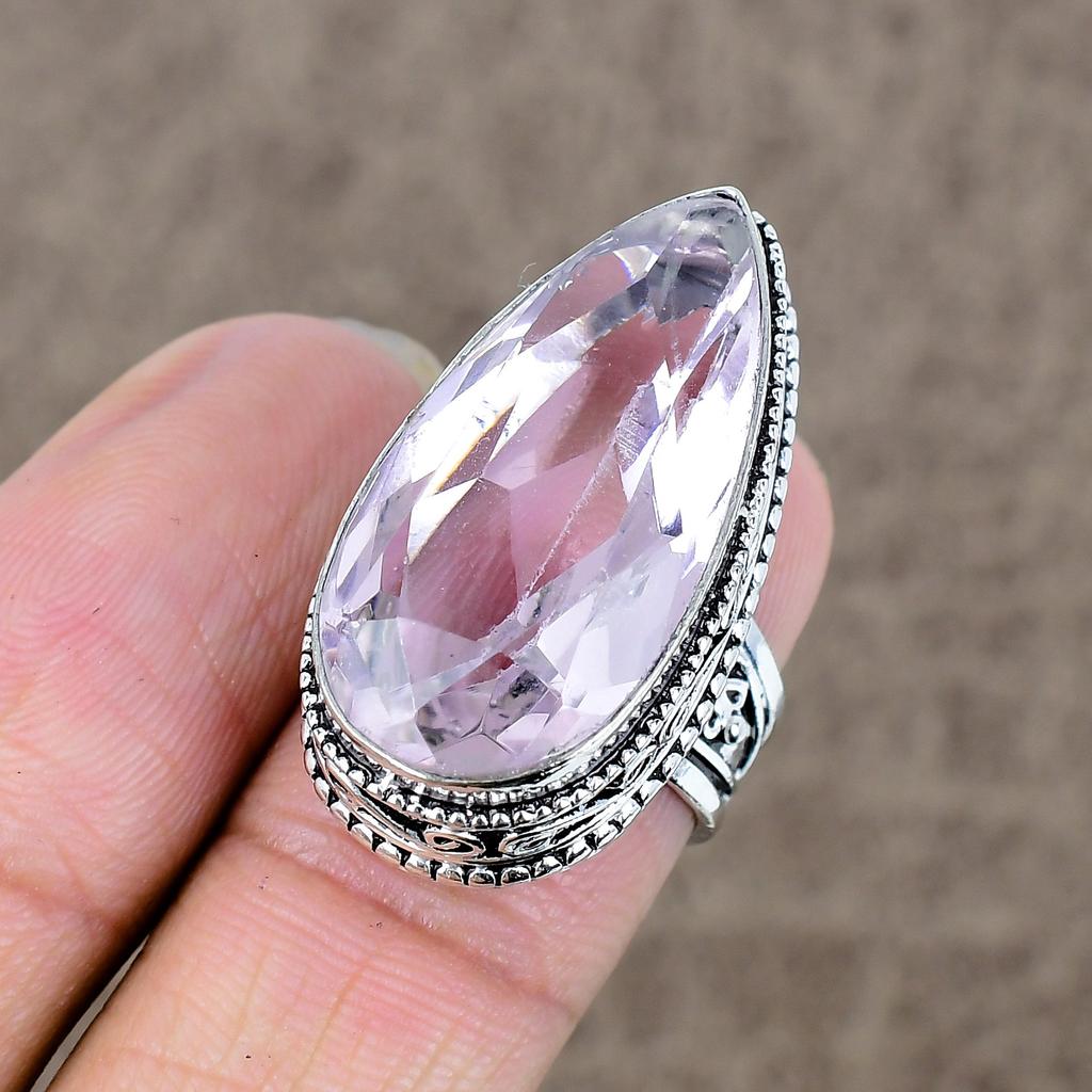 Pink Kunzite Genstone Handmade 925 Sterling Silver Jewelry Ring Size 6 KKG-480