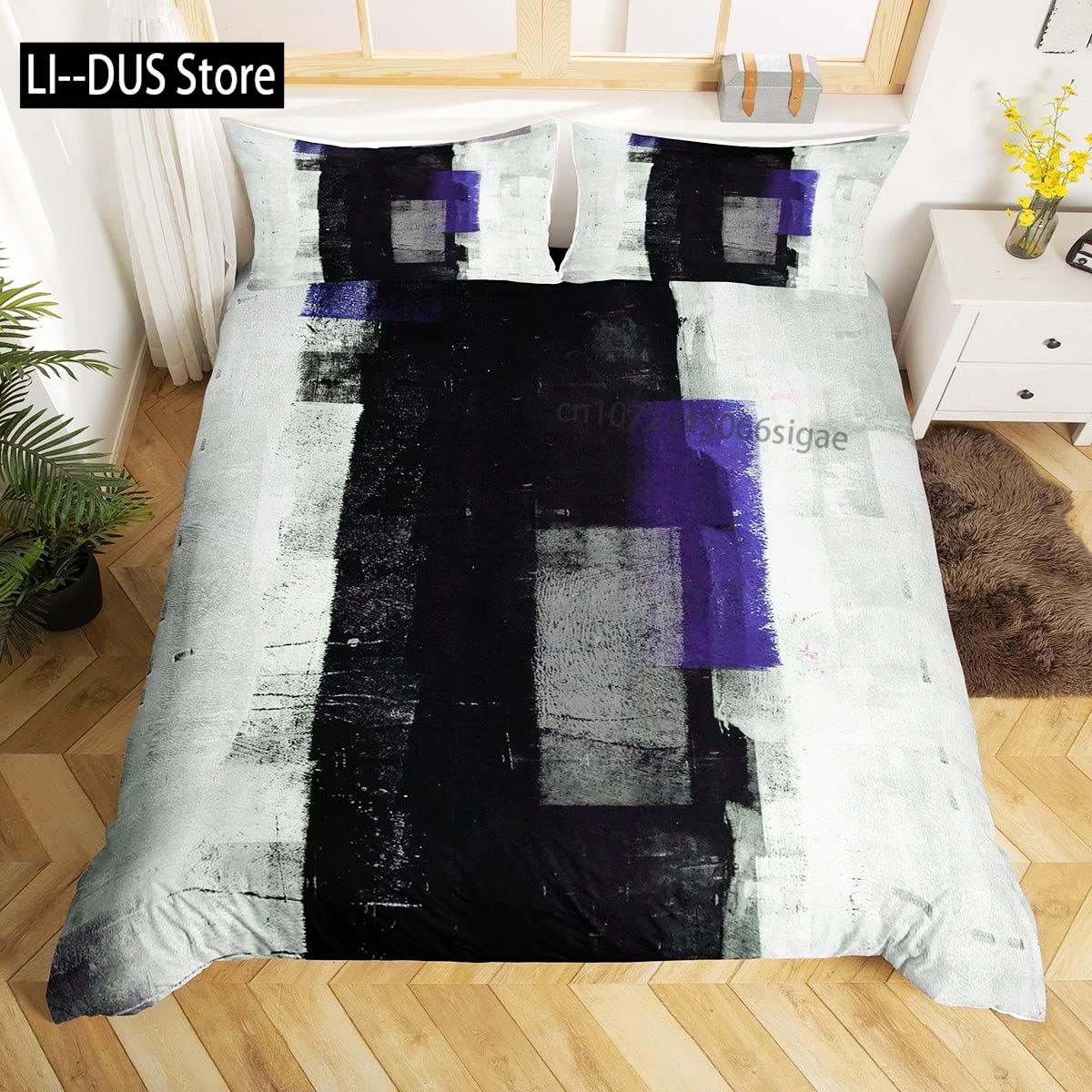 

Blue White Duvet Cover For Kid,Abstract Art Painting Comforter Cover For Adult, Soft Bedroom Decor Quilt Cover King Size 3 Piece 135x200cm