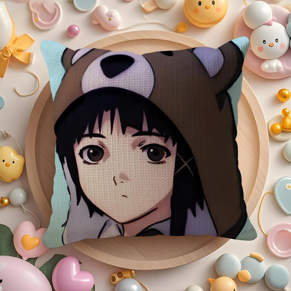 Anime Serial Experiments LLain Pillow Case Pattern Printed Pillowcase for Living Room Sofa Cushion Cover Bedroom Decor