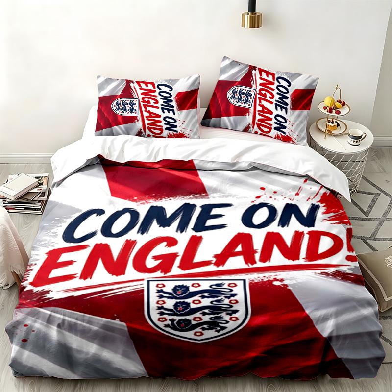 England Nationalmannschaft 3-teiliges Set Perfekt für das Schlafzimmer Bequemes Bettwäsche-Set enthält einen Bettbezug und zwei Kissenbezüge Ideal als Geburtstags- oder Ch