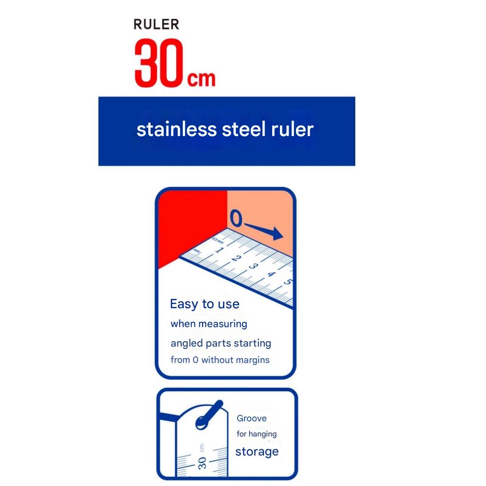 Edelstahl Haarlineal 30cm x 2 Stück