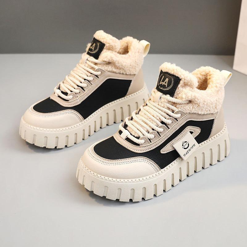 

ZY12265 new autumn and winter muffin thick-soled warm women s shoes waterproof and velvet outer snow boots cotton shoes 40 чорний