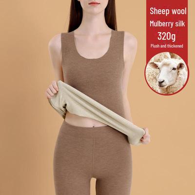 Women's Wool-Silk Thermal Vest: German Velvet, Thick, Seamless, Warm Base Layer for Autumn & Winter