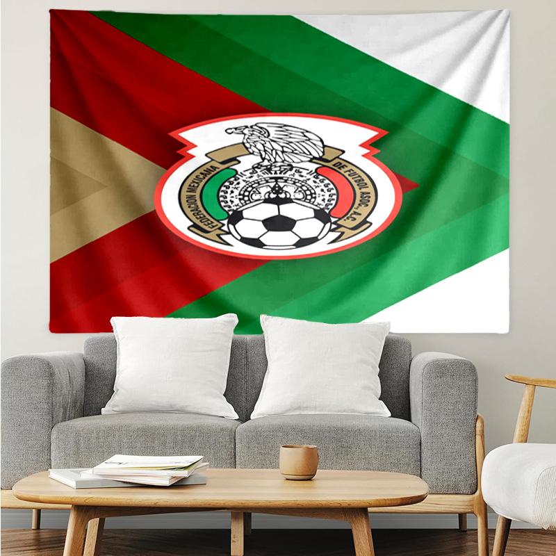 Mexico Football Team Emblem Printed Printed Tapestry, for Bedroom,Livingroom, dormitory, Large Wall Decor, Fabric Decor Fan Birthday Gifts