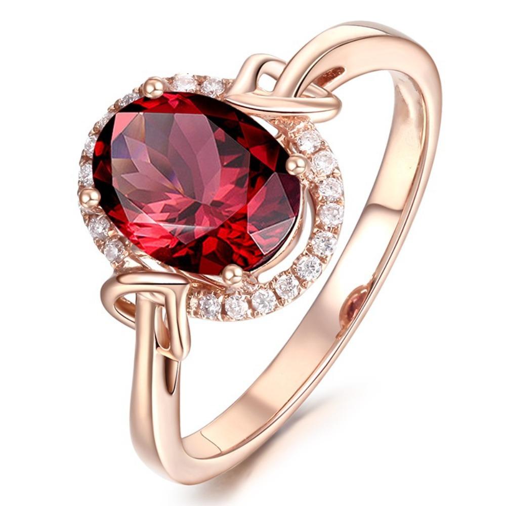 

18K Rose Gold Plated Ruby Diamond Ring for Women Crystal Love Knot Engagement Jewelry no. 6 красный
