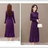 Women's Mink-proof Knitted Dress Loose Solid Color Mid-length Sweater Dress Knee-length Fishtail Dress for Autumn and Winter